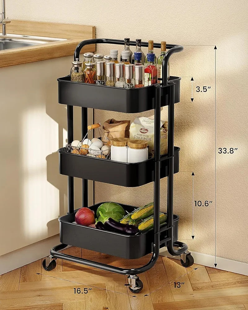 Multi-Functional Movable Trolley Storage Rack