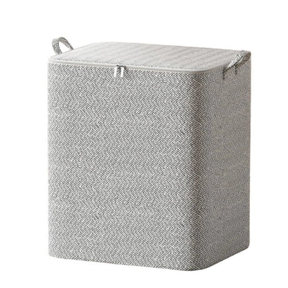 Large Capacity Rectangular Household Foldable 220L Quilt Storage Box Organiser| Non-Woven Fabric Clothes Pants Household Items Storage Box| Living Room|Bedroom Moving Closet Organizer| 50cm x 61cm x 71cm Gray