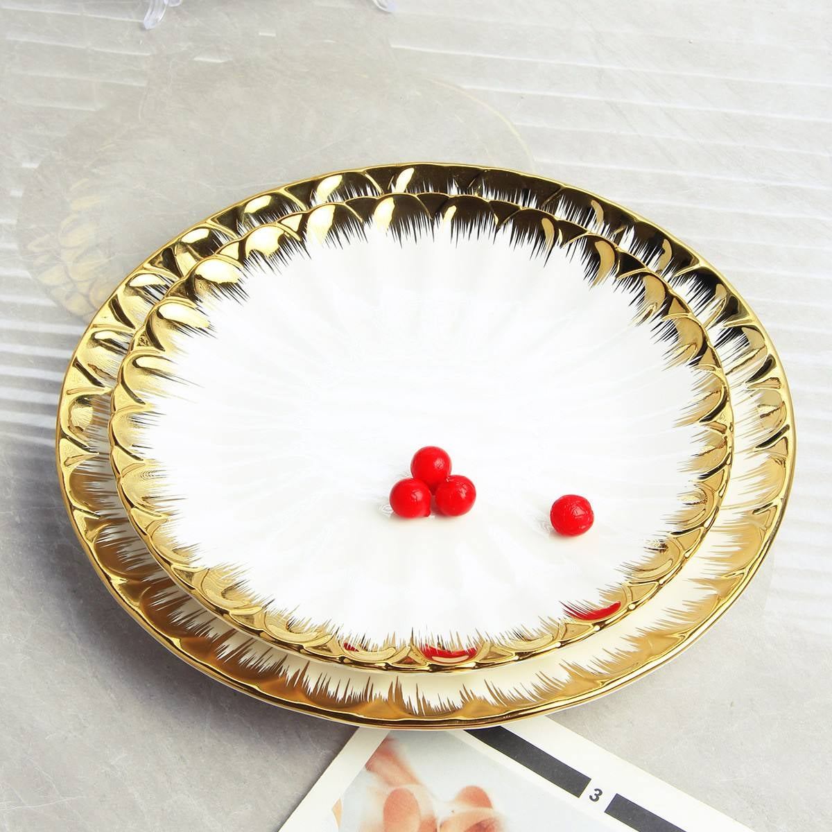 Ceramic Shell Gold Details Dinner Plate | 10.24 inch |6 Pieces Set