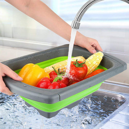 Rectangular Expandable Handles Collapsible Colander Drainer | Space-Saving, Adjustable, and Durable