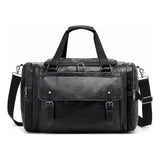 PU Leather Travel Duffel Bag | Black | 60x30x25 cm | Ideal for 2 Week Trips