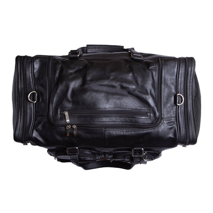 PU Leather Travel Duffel Bag | Black | 60x30x25 cm | Ideal for 2 Week Trips