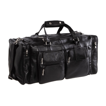 PU Leather Travel Duffel Bag | Black | 60x30x25 cm | Ideal for 2 Week Trips