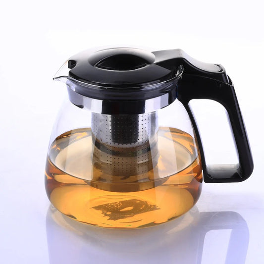 High-Temperature Resistant Borosilicate Glass Infusion Teapot with Stainless Steel Strainer