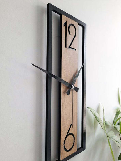 Modern Minimalist Wooden Wall Clock | Stylish Home Décor | 42x22 cm | Wall Clock in Minimalist Rectangle Shape,Wall Decor for Living Room,Bedroom,Kitchen ,Home,Office,Friends,Silent Clock