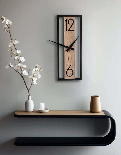 Modern Minimalist Wooden Wall Clock | Stylish Home Décor | 42x22 cm | Wall Clock in Minimalist Rectangle Shape,Wall Decor for Living Room,Bedroom,Kitchen ,Home,Office,Friends,Silent Clock