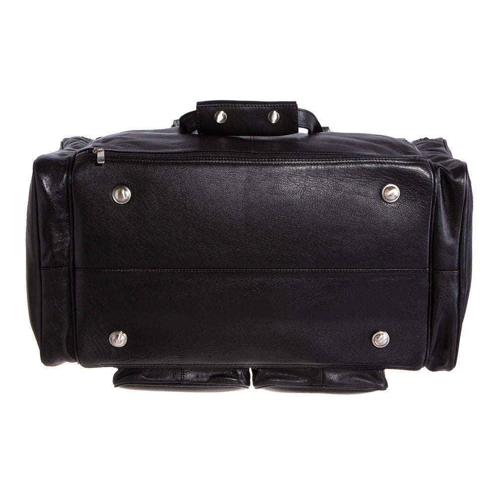 PU Leather Travel Duffel Bag | Black | 60x30x25 cm | Ideal for 2 Week Trips