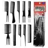 10 Piece Hair Comb Set | Black Plastic Combs | Wide Tooth, Fine Tooth, Tail, &  Pick Combs