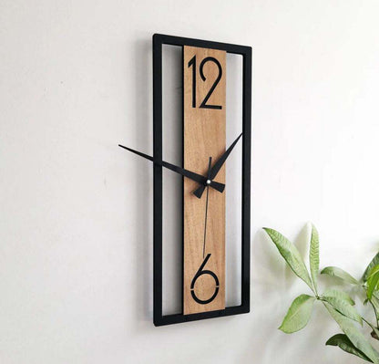 Modern Minimalist Wooden Wall Clock | Stylish Home Décor | 42x22 cm | Wall Clock in Minimalist Rectangle Shape,Wall Decor for Living Room,Bedroom,Kitchen ,Home,Office,Friends,Silent Clock