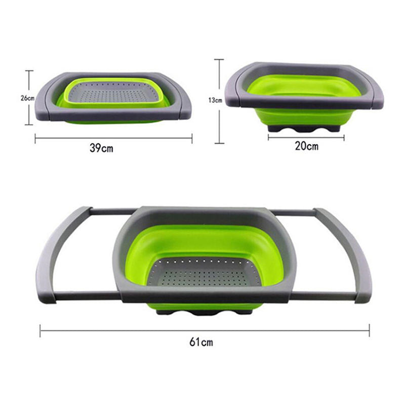 Rectangular Expandable Handles Collapsible Colander Drainer | Space-Saving, Adjustable, and Durable