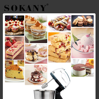 Sokany Cordless Dough Kneading Machine | 2L Mini Stand Mixer | Multifunctional Food Mixer with Bowl | Food Processor & Hand Mixer | 250W Power