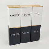 Alloy Canisters Set with Bamboo Holder | Tea, Coffee, Sugar Storage