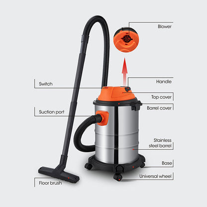 20 Litre Wet and Dry Vacuum Cleaner | 1200W Carpet & Floor Cleaning Machine | Multifunctional Household Vacuum Cleaner