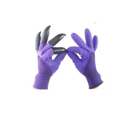 Gardening Gloves Pair | Durable, Waterproof & Puncture Resistant Gloves with Claws for Digging | Available in Green, Purple, Brown with Black