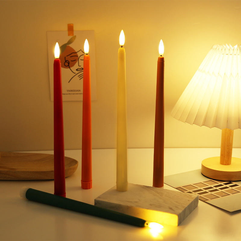 3pcs Classic Battery Operated Flameless 3D Wick Taper Candles | Decorative Festive Candles | 28cm