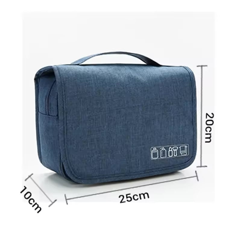 High Quality Foldable Cosmetic Bag | Portable Travel Toiletries Organizer with Hooks - Black, Blue, Grey