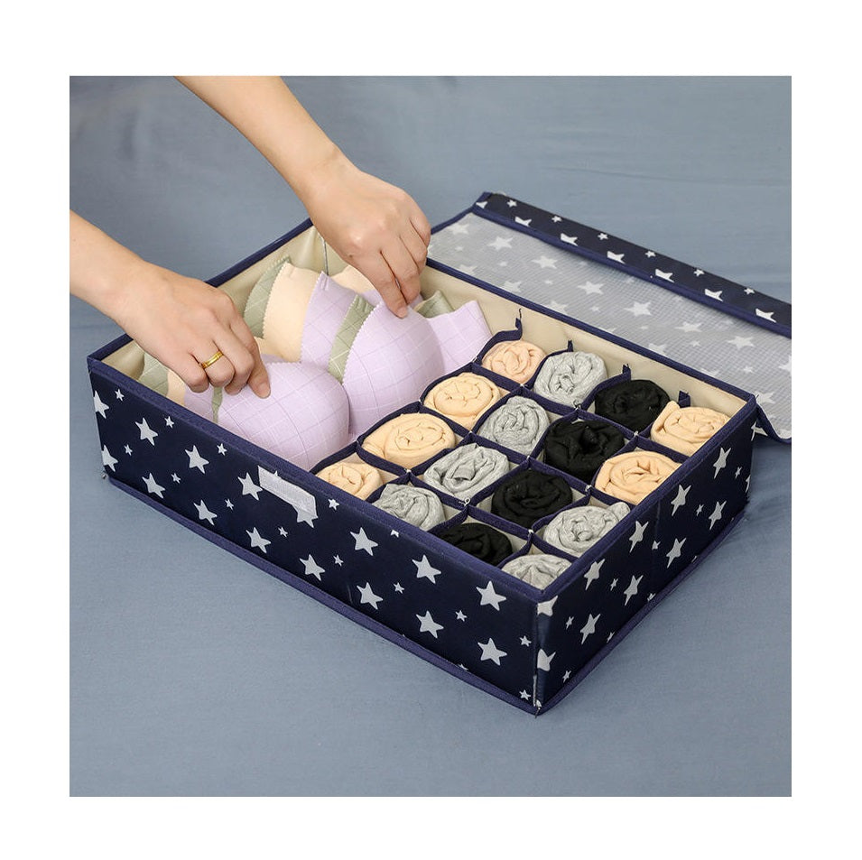 17 Grid Undergarment Organizer | 3in1 Closet Organizer with Lid | Moisture Proof & Dust Proof