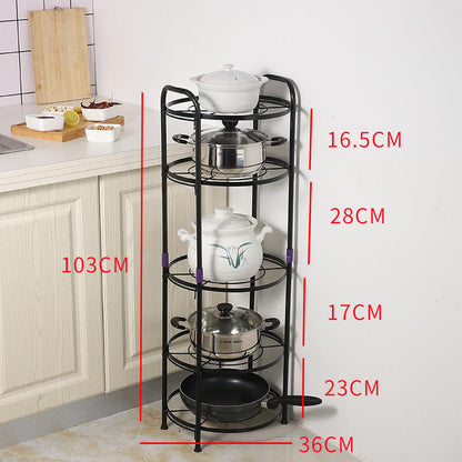 5 Tier Multifunctional Pot Rack | Durable Metallic Wire Design | Space-Saving Storage Solution | 103x36cm