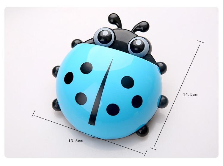 Cartoon Ladybug Toothbrush Holder | Wall Suction Organizer Rack for Toothpaste and Toothbrushes