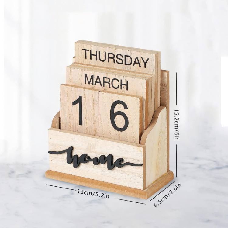 Elegant Wooden Office Decorations Desktop Calendar Ornament | Modern Design for Home & Office Organization