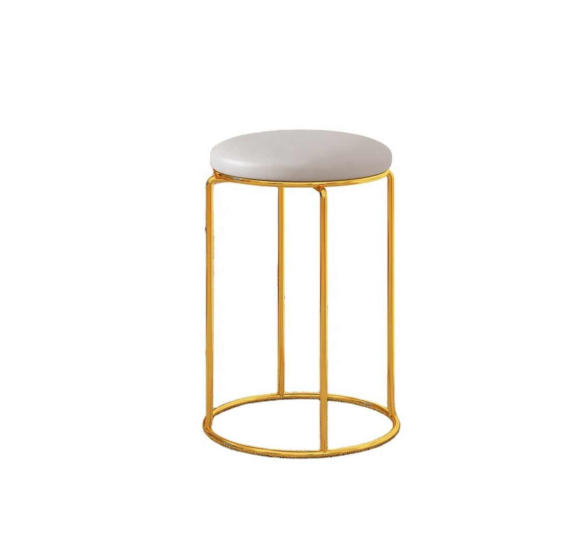 HEDMAI Vanity Stools for Bedroom | Artificial Dutch Velvet Round Dining Stool | Stackable with Metal Legs and NonSlip Foot Pads