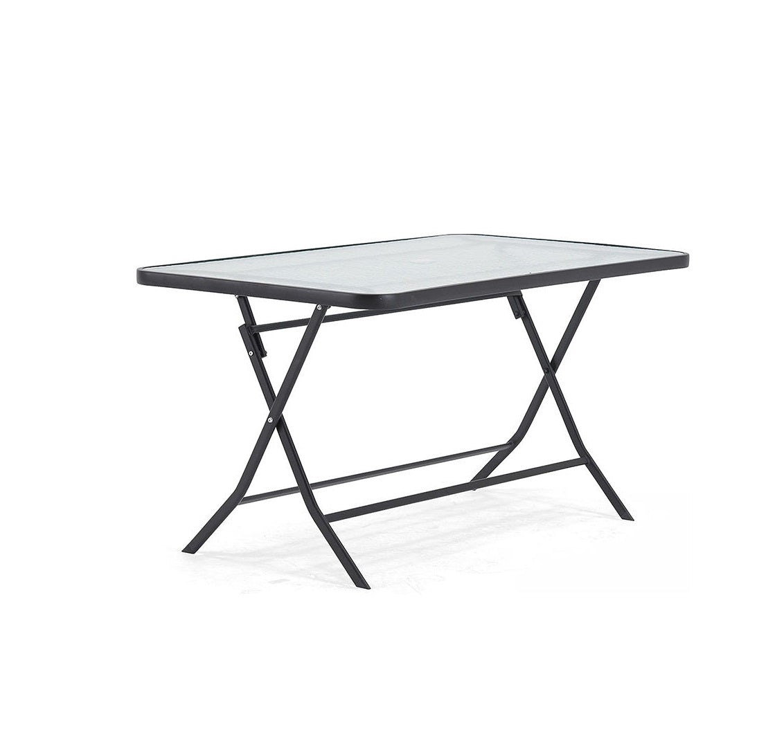 High Quality Foldable Outdoor Dining Table with Glass Top | Portable and Stylish Furniture