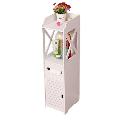 Floor Standing Storage Cabinet | Waterproof PVC | Bathroom & Toilet Rack | 80x20x18cm|Tissue Drawer|Bathroom Organization|Tissue Holder|Storage Shelves