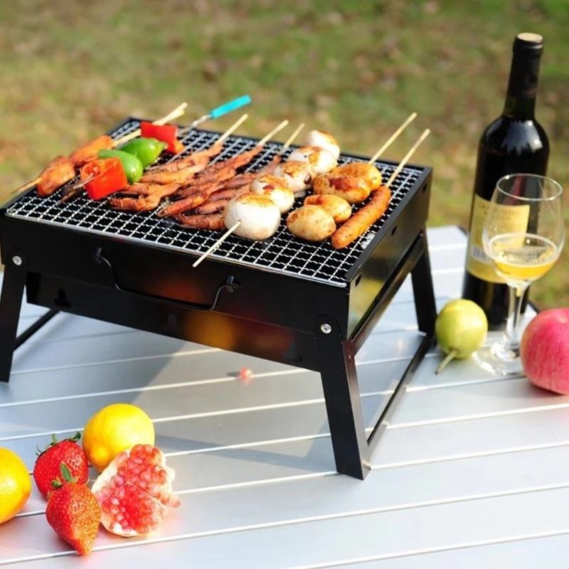 Foldable Portable Stainless Steel Barbecue Charcoal Grill | Compact BBQ Grill for Outdoor Cooking, Camping, and Picnics