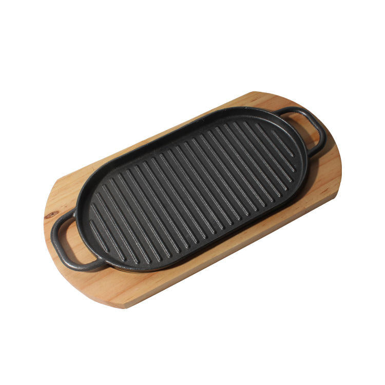 16cm x 30cm Japanese Cast Iron Sizzling Plate | Rectangular & Oval Shapes | Ideal for 1kg Meals