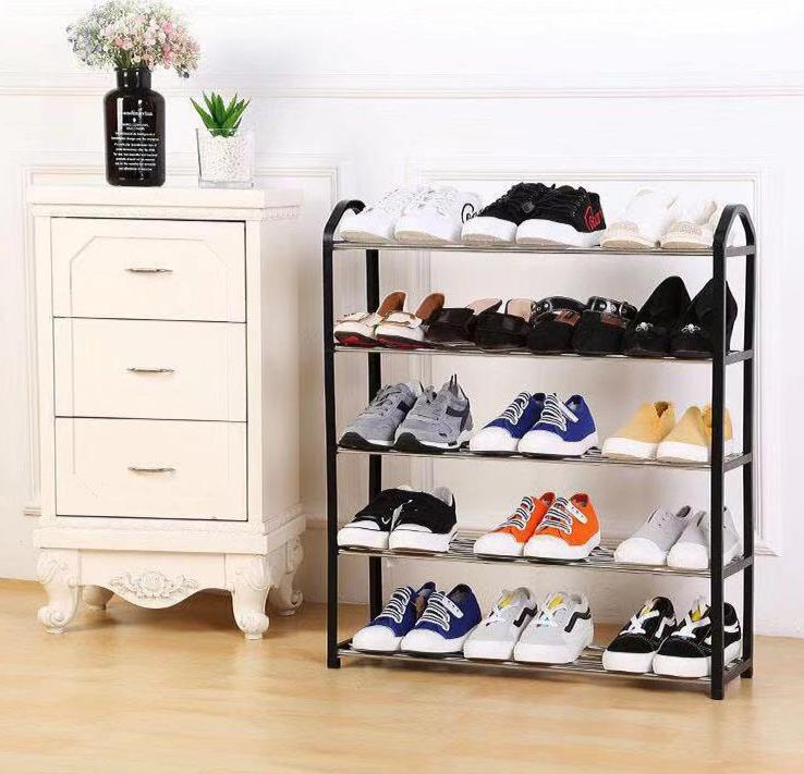 Nunix 5 Tier Plastic Stainless Steel Shoe Rack | MultiColor Options | Bedrooms Entryways Hallways Closets