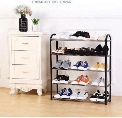 Nunix 5 Tier Plastic Stainless Steel Shoe Rack | MultiColor Options | Bedrooms Entryways Hallways Closets