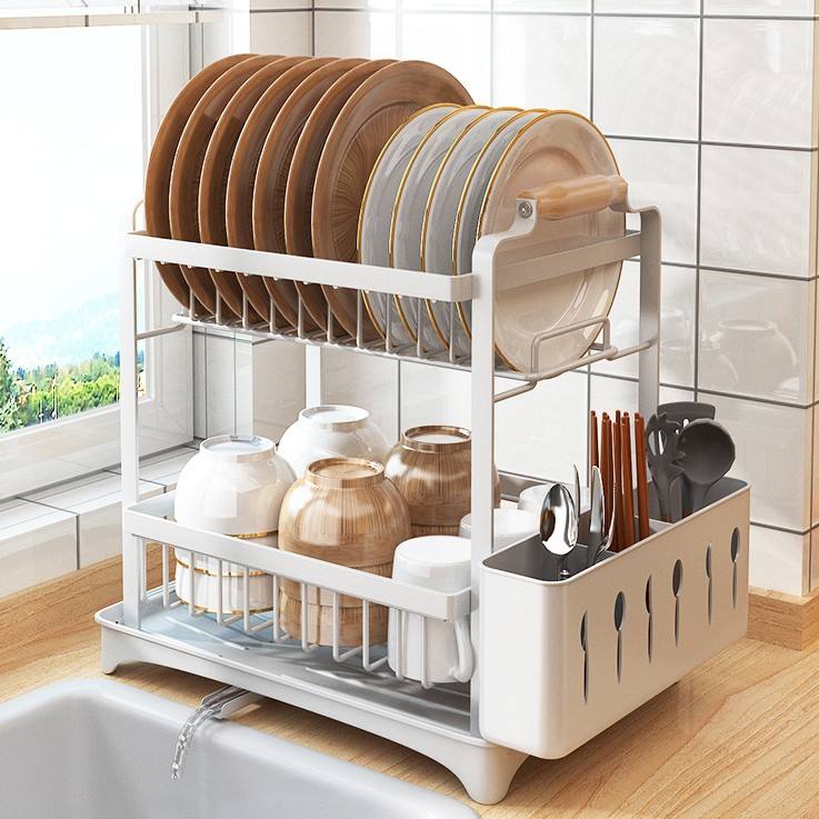 High Quality Classy Dish Rack | Rust Proof Kitchen Organizer | Compact Cutlery & Dish Drainer