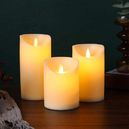 3pcs Classic Battery Operated Flickering Flameless Candles | White | 10cm, 8cm, 7cm | Decorative & Festive Lighting