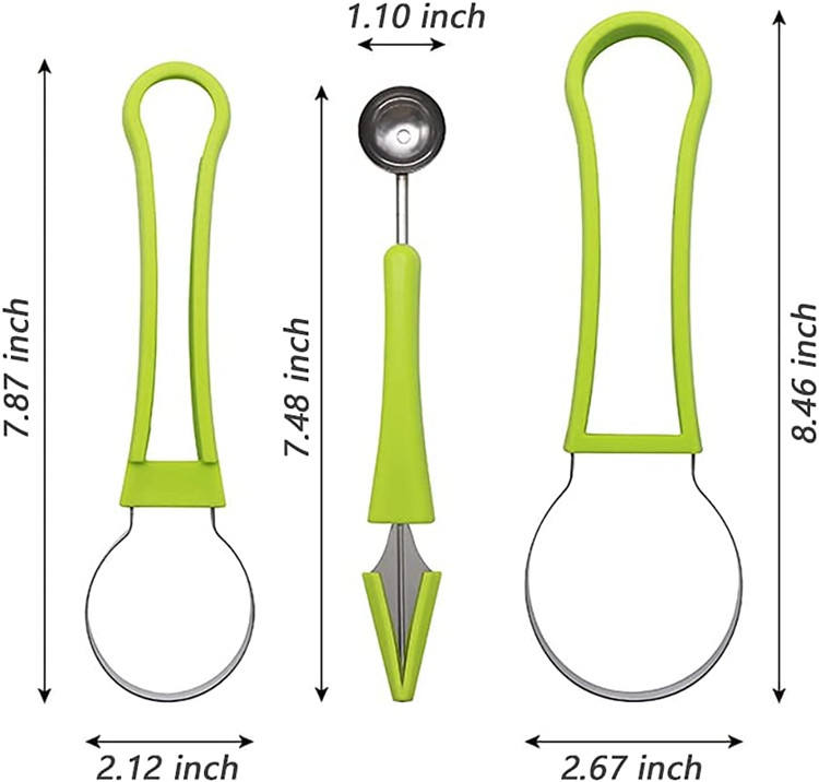 High Quality Stainless Steel DIG Fruit Kit 3in1 | Melon Baller Scoop, Watermelon Cutter, Fruit Carving Tools