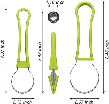 High Quality Stainless Steel DIG Fruit Kit 3in1 | Melon Baller Scoop, Watermelon Cutter, Fruit Carving Tools