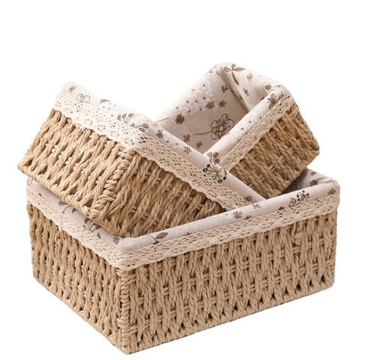 3 in1 Multipurpose Woven Storage Basket | Stylish and Functional Organizer | Versatile Storage Solution | 	26X19.5X10 cm