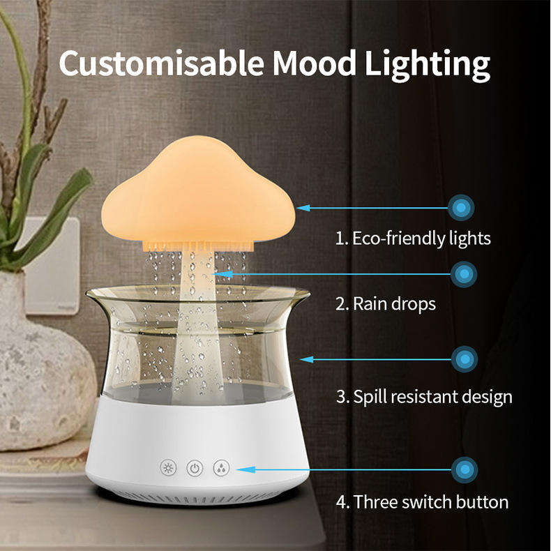 Bluetooth Speaker Rain Cloud Humidifier | 7 Color LED Essential Oil Diffuser