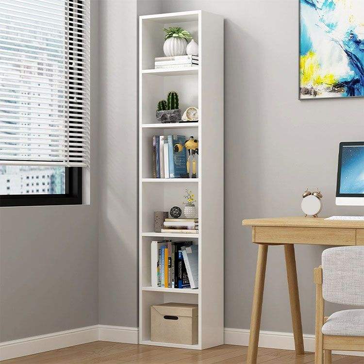 Smart Tall Organizer | Modern 5 Tier Open Horizontal Display Wooden Bookshelf | Organized Bookcase Storage Cabinet for Bedroom & Living Room | Black/White