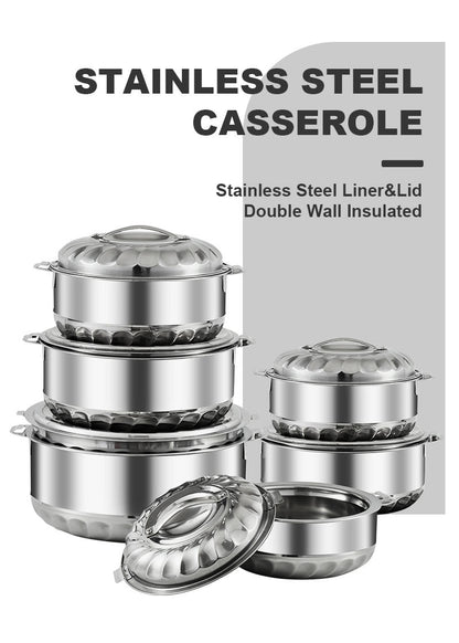 6 Piece Tall Boy Premium Stainless Steel Hotpots Set (1500ml, 2500ml, 3500ml, 5000ml, 7500ml, 10000ml)