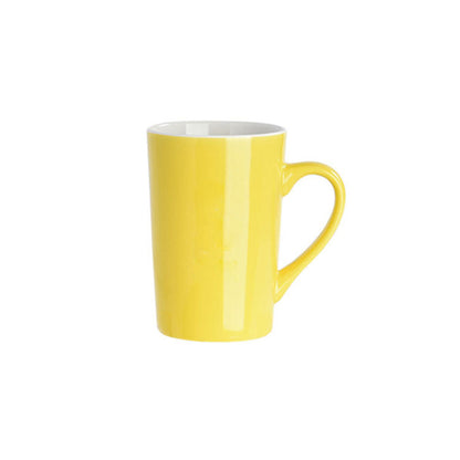 Set of 6 Vibrant Two Tone Ceramic Coffee and Tea Mugs | 400ml Capacity | Stylish Red, Yellow, and Black Mugs for Home & Office