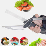 2in1 Clever Food Chopper Cutter | Smart Stainless Steel Knife with Built-in Cutting Board | Chops Fruits, Vegetables, & Meat