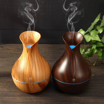 Ultrasonic Aroma Air Humidifier | USB Ultrasonic Aromatherapy Diffuser | 130ml Wood Grain Design