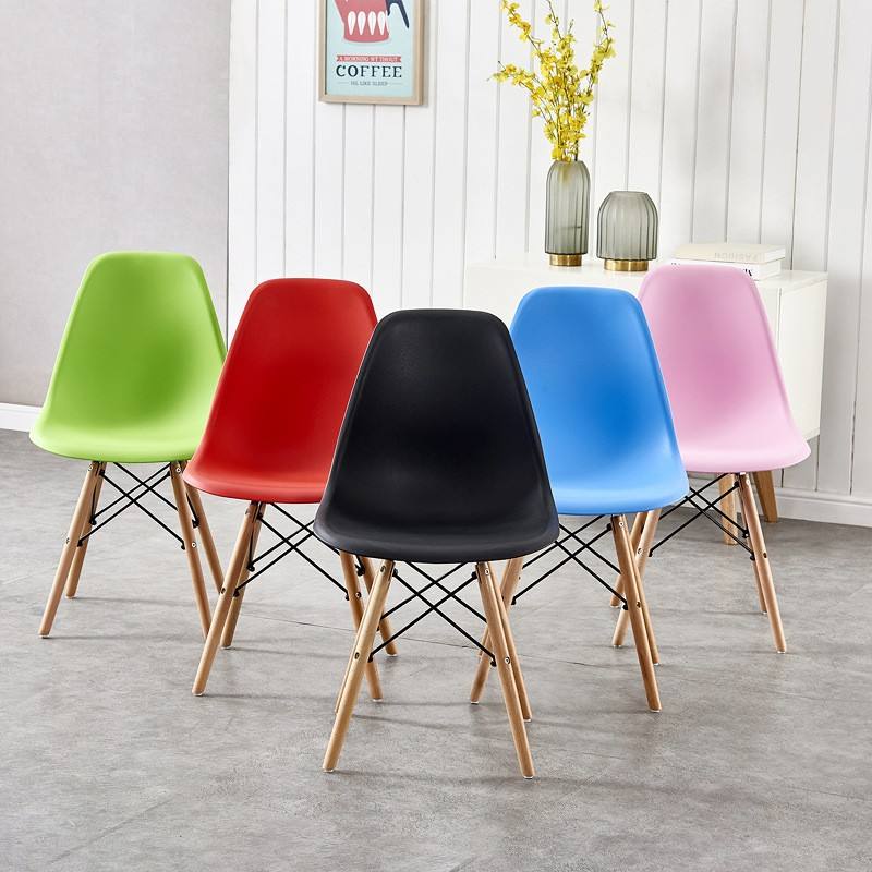 Modern Soft Seat Cushion PP Dining Chair | Tulip Plastic Easy Install Chair with Wooden Legs | Candy Color Leisure Chair for Café, Hotel, and Outdoor Use