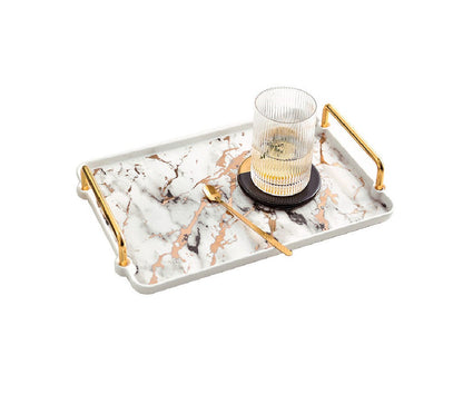 Decorative Marble Breakfast Table Serving Tray Elegant Ceramic Serving Tray for Dining and Home Decor