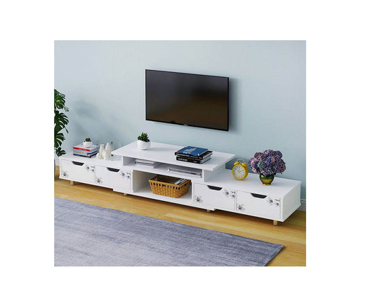 Nordic TV Cabinet | Adjustable Length 120-192 cm | 3 Shelves & Drawers | White, Brown, Black