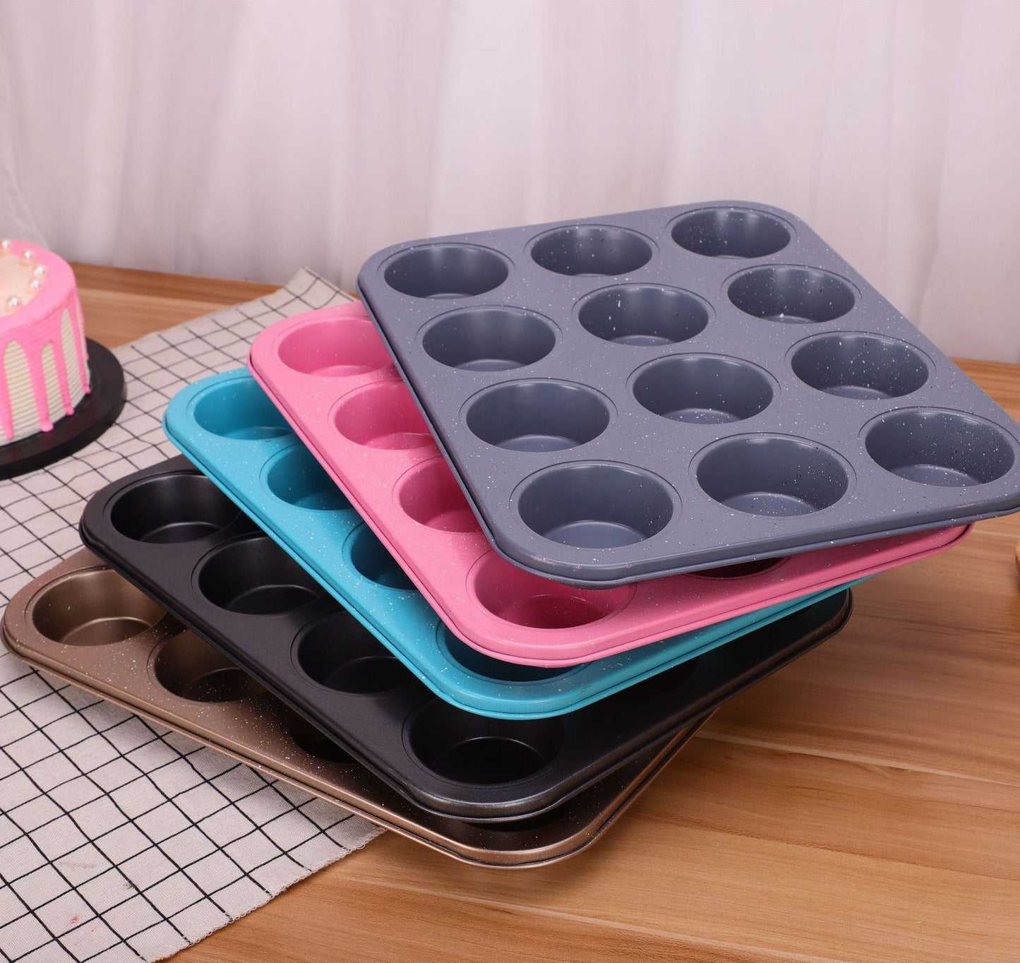 Heavy Duty Cupcake Tray | Mini Muffin Baking Pan | Carbon Steel, Dishwasher Safe | 12 Hole & 6 Hole Options