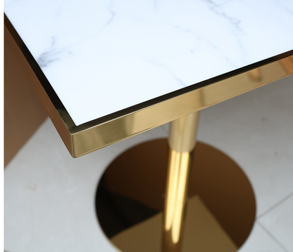 Nordic Dining Table | Modern Square Marble Top Golden Coffee Table | Luxury Design Life Luxury Dining Table Countertop Simple Cafe Dining Table