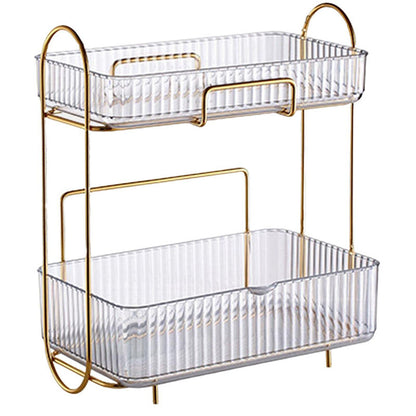 Acrylic Double Layer Cosmetic Organizer | Large Capacity Makeup Storage Rack | 30.5 x 18 x 35.5cm