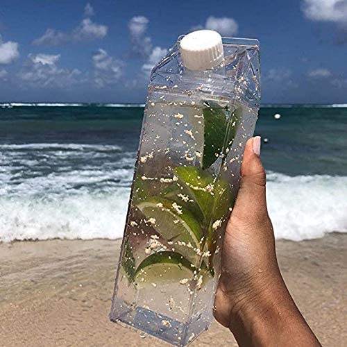 Milk Water Bottle | 500ml Large Capacity Outdoor Drinking Jug for Juice and Tea | BPA-Free Clear Square Plastic Portable Bottle