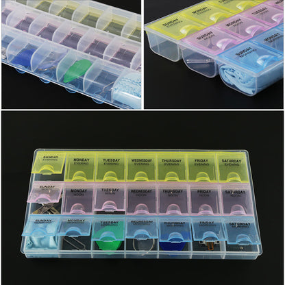 28 Grid Plastic Tablets Organizer Planner | 7 Day Organizer with Snap Lids | Weekly Reminder